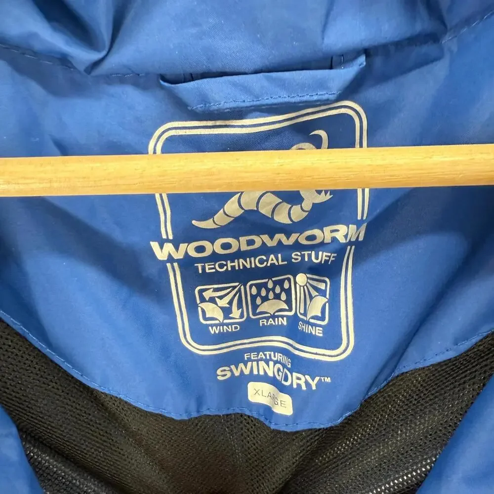 Woodworm Windbreaker Jacket Men XL Blue Full Zip Collared Long Sleeve Pockets